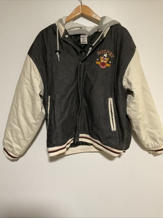 Disney Other - Vintage Disney Store Mickey Mouse Denim Khaki Letterman Varsity Jacket Size L